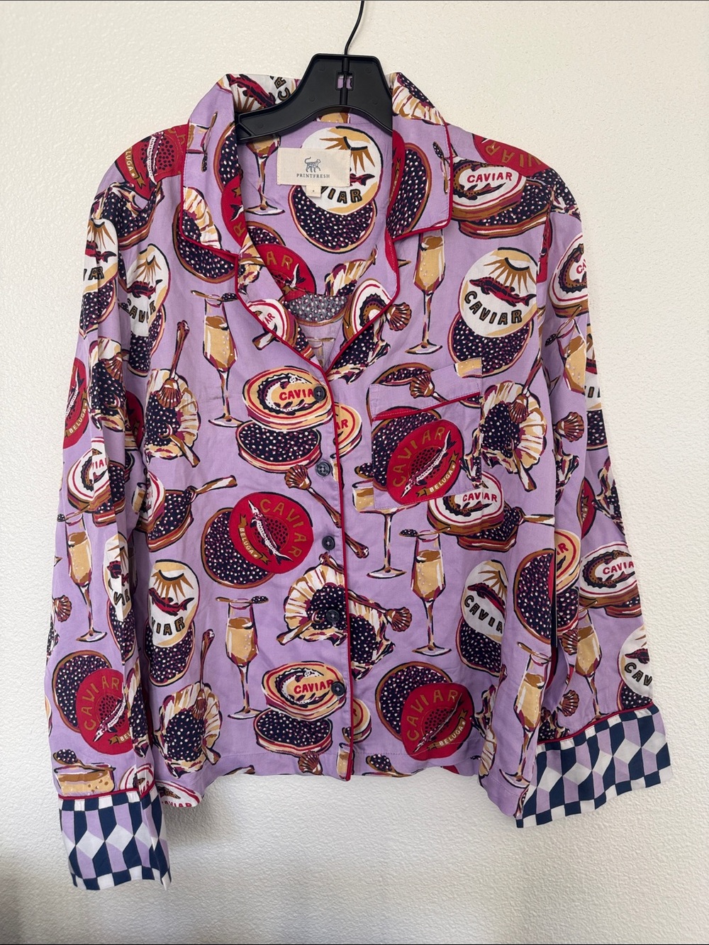 Printfresh Lavender Caviar Print Button-Down Shirt